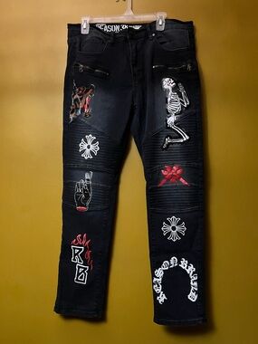 Reason Avant Graphic Skinny Jeans 38x32